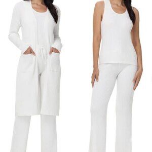 3 Pc Cream (Sea Salt) Ribbed Lounge Set